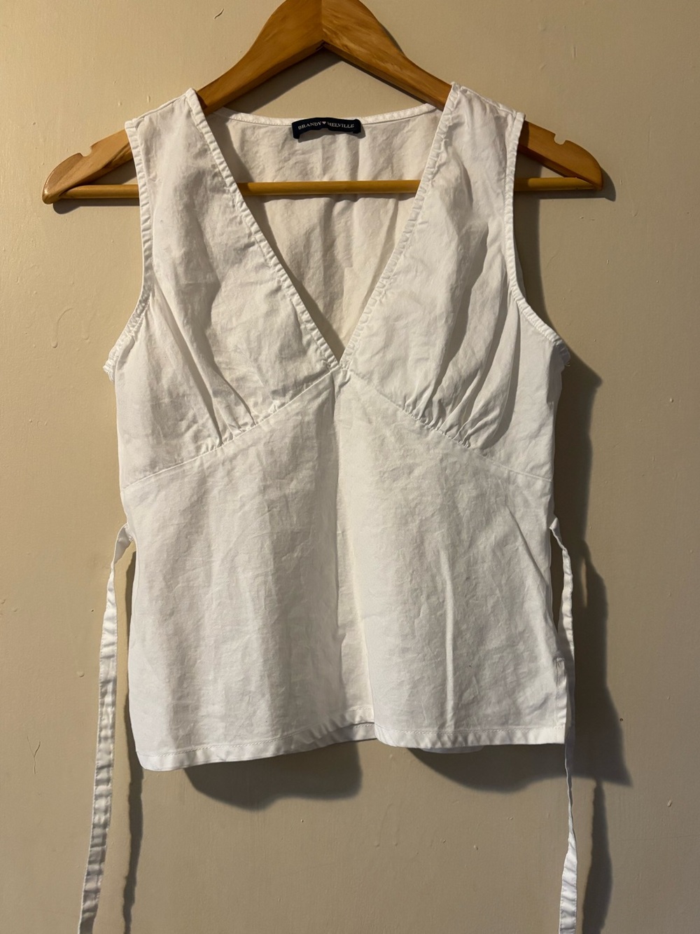 Brandy Melville White V-Neck with Back tie details